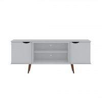 Manhattan Comfort 17PMC1 Hampton 62.99 TV Stand with 4 Shelves and Solid Wood Legs in White